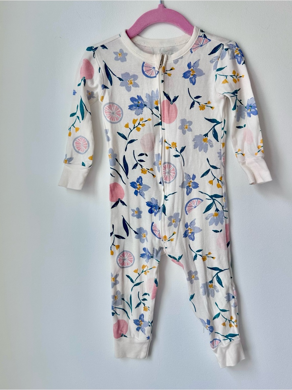 Old Navy Floral Snug-Fit 2-Way-Zip One-Piece Pajamas Size 18 to 24 Months